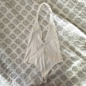 Express white plunge-chest bodysuit - NEVER WORN
